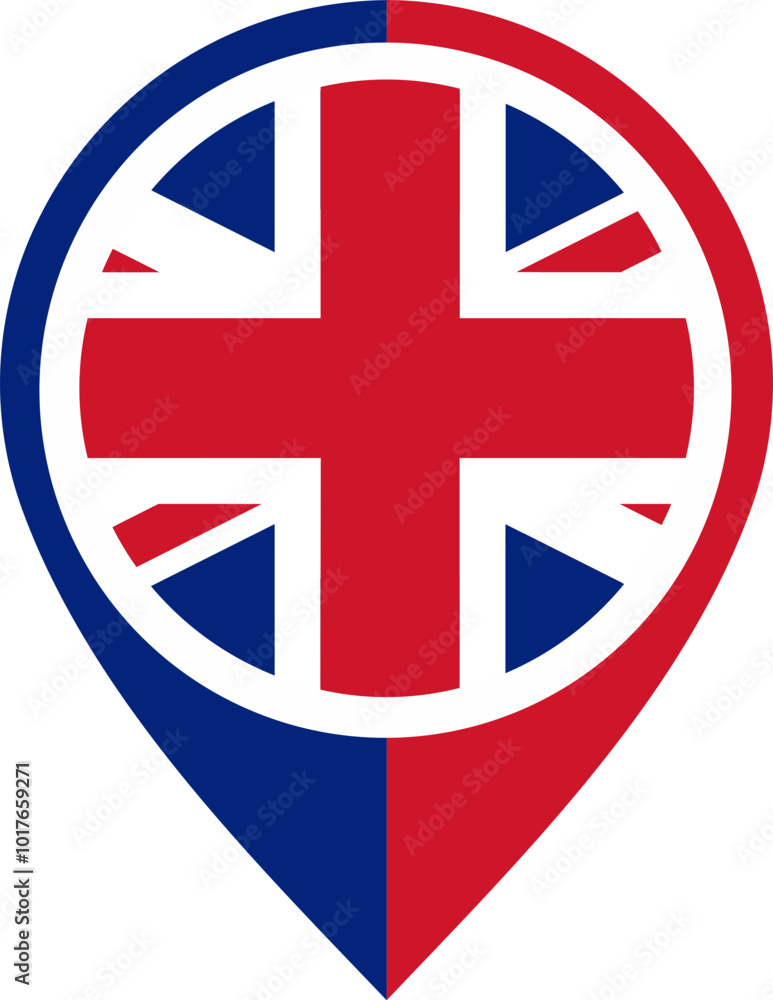 Obraz premium Map Icon Inside UNITED KINGDOM Flag