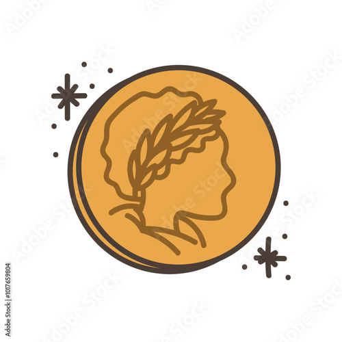 Roman Empire Doodle Illustration - Coin