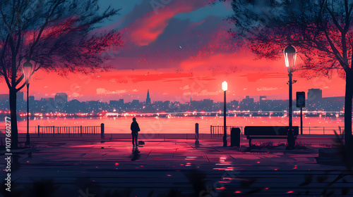 Lo-Fi music picture The background that goes well with the lo-fi music genre Generative AI	