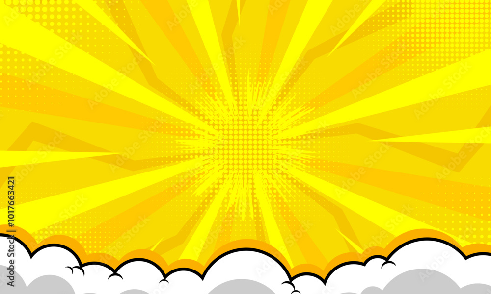 Fototapeta premium abstract comic background with lightning and cartoon cloud element