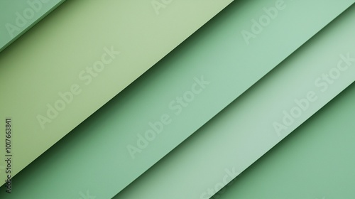 Pastel green paper cut layer diagonal pattern minimalist solid background
