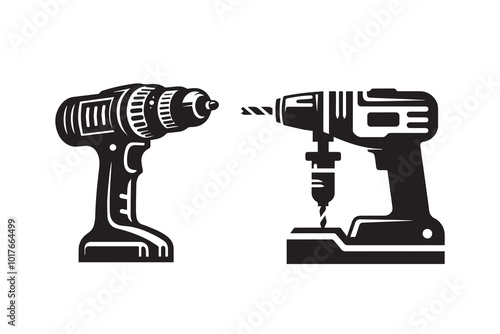 Drill Machine Symbol Silhouette Illustration