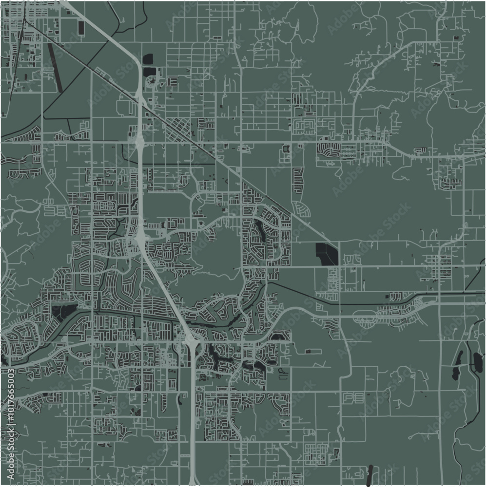 Map of Menifee in California in a smooth dark style. Contains layered vector with roads water, parks, etc. Map of Menifee in California in a smooth dark style. Contains layered vector with roads water, parks, etc.