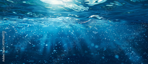 The image is of a body of water with a lot of bubbles. Underwater background