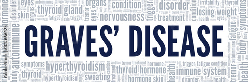 Graves' Disease word cloud conceptual design isolated on white background.