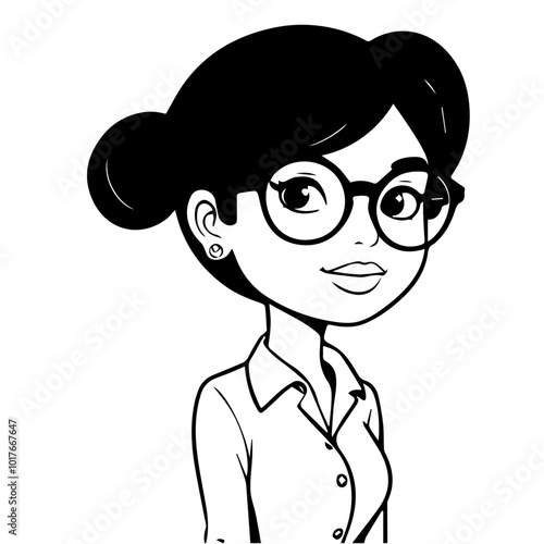 cute woman with glasses doodle avatar illustration 