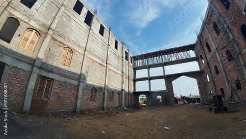 Under-Construction Multi-Story Building Site with Exposed Concrete Structure