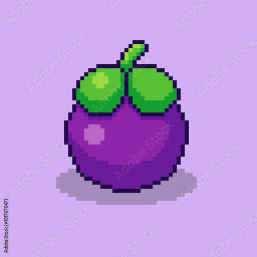 Pixel art Mangosteen game asset design