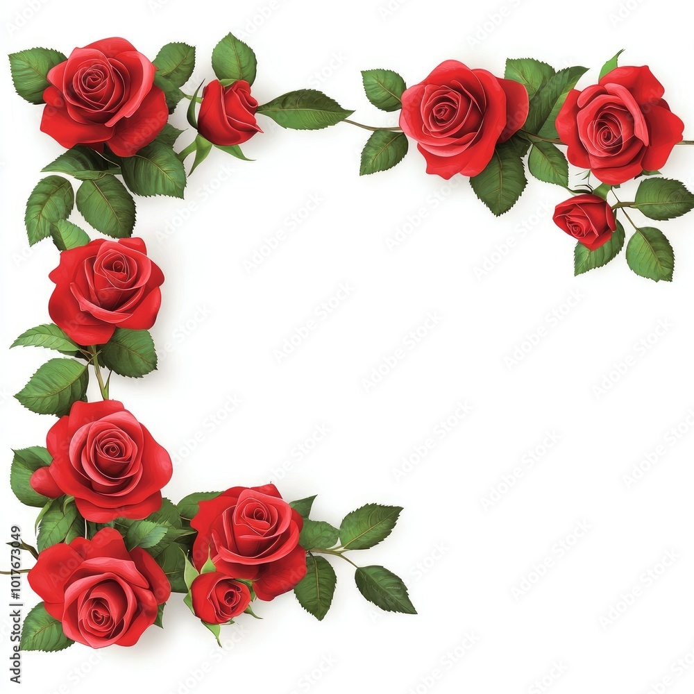 Naklejka premium Flowers background with red roses with background