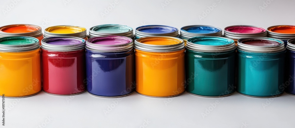 Colorful Paint Cans in a Row Colorful Paint Cans in a Row