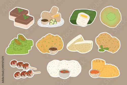 Indonesian Traditional Snack And Food Illustration