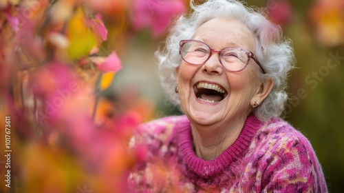 Joyful senior, their laughter and energy perfectly captured in a vibrant portrait.