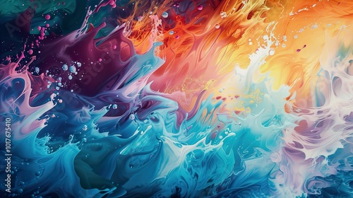 Abstract Fluid Art Painting with Vibrant Colors