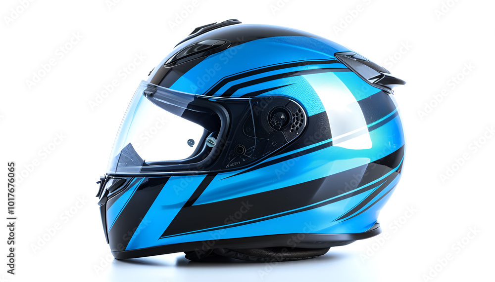 Fototapeta premium New stylish motorcycle helmet isolated on white