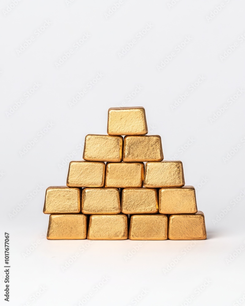 Pyramid of gold bars on a white isolated background. Pyramid of gold bars on a white isolated background.