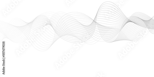 White wave curve lines banner background design. Abstract soft wave lines dynamic flowing gray light isolated background. Vector Illustration of the gray pattern of lines. Black stripes on white .