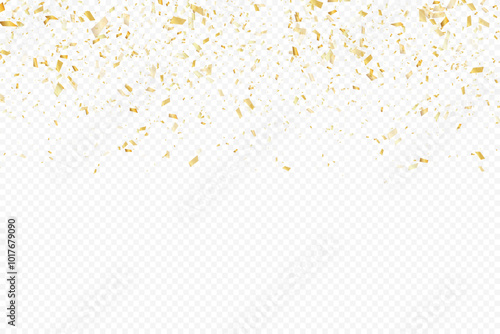Glittering confetti on a transparent background. Gold confetti
