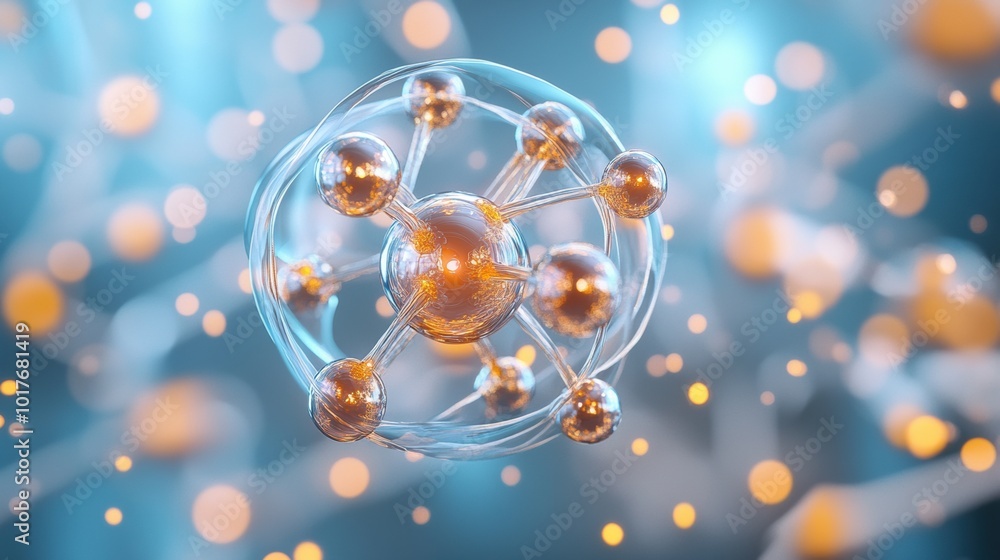 Beautiful Abstract Atom Structure on Blue Background Beautiful Abstract Atom Structure on Blue Background