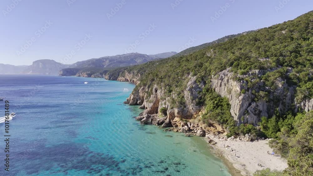 Aerial Reveal Beautiful Coastline and Crystal Clear Sea of Sardinia Aerial Reveal Beautiful Coastline and Crystal Clear Sea of Sardinia
