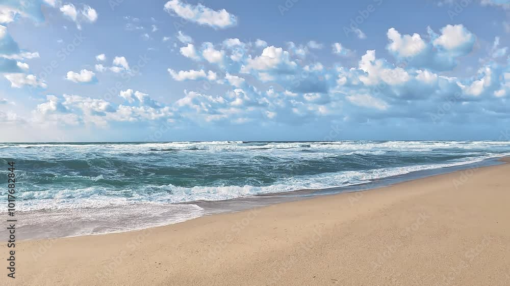 Beautiful Sunny Sandy Beach with Blue Sky and Sea Beautiful Sunny Sandy Beach with Blue Sky and Sea