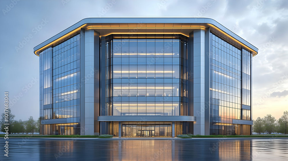 Modern Office Building with Glass Facade. Modern Office Building with Glass Facade.
