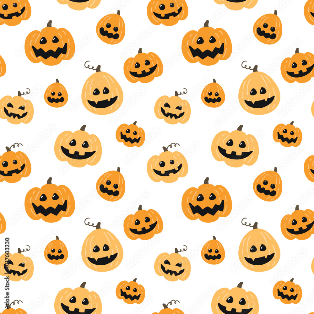 Seamless pattern with cute Halloween pumpkin lanterns. Vector illustration Seamless pattern with cute Halloween pumpkin lanterns. Vector illustration