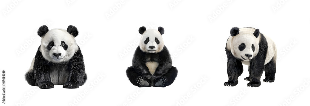Fototapeta premium panda bear collection on transparent background
