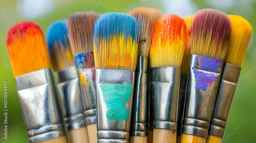 Fototapeta premium Colorful Paintbrushes Close-up.