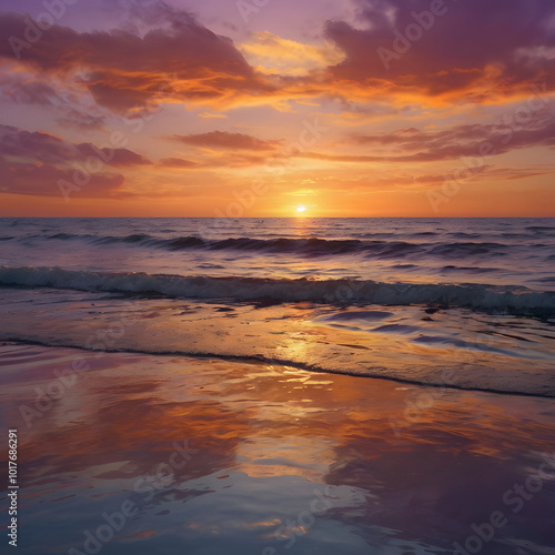 Sunset over Calm Ocean Waters