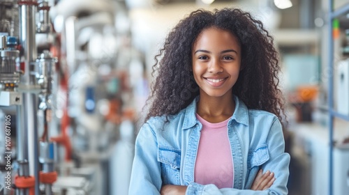 School girl in specialized rural STEM program Focuses on niche content about STEM outreach and education initiatives in underrepresented or rural areas,  photo