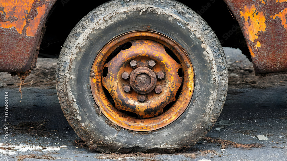 Rusted Wheel of an Old Vehicle. Rusted Wheel of an Old Vehicle.