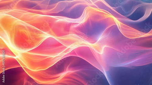 Abstract Wavy Pattern with Vibrant Hues of Orange, Pink, and Purple