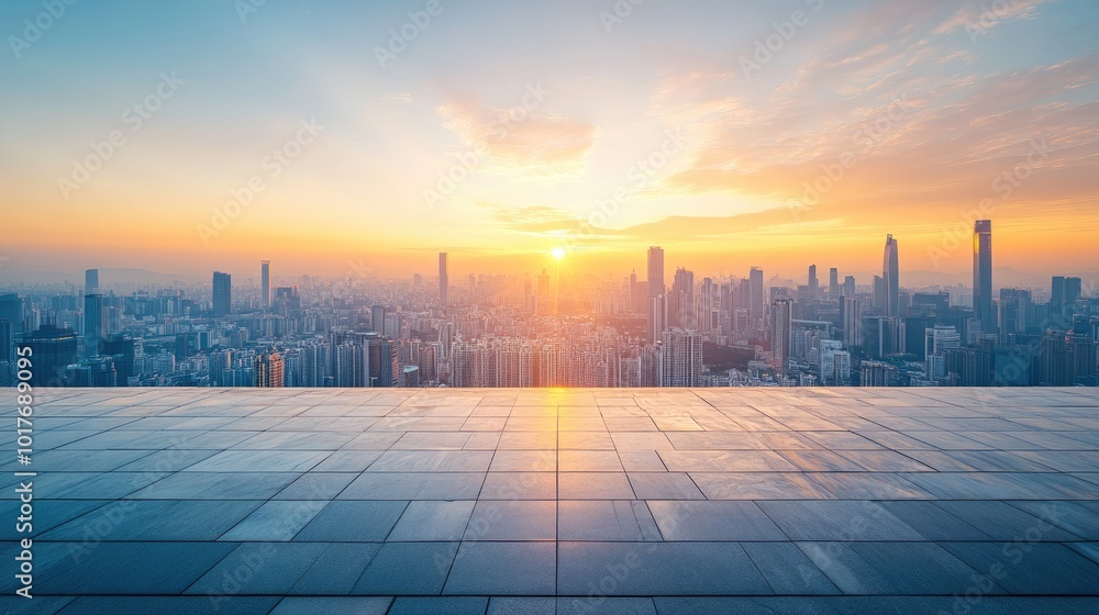 Sunrise over city skyline. Perfect for showcasing urban lifestyle or success. Sunrise over city skyline. Perfect for showcasing urban lifestyle or success.