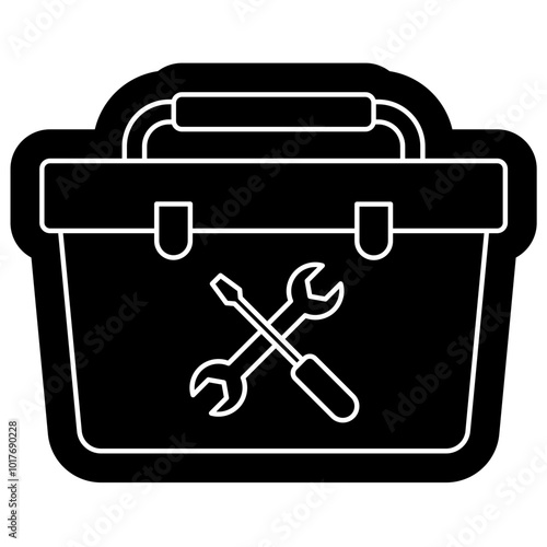 Toolbox icon, repairman, tool building, equipment