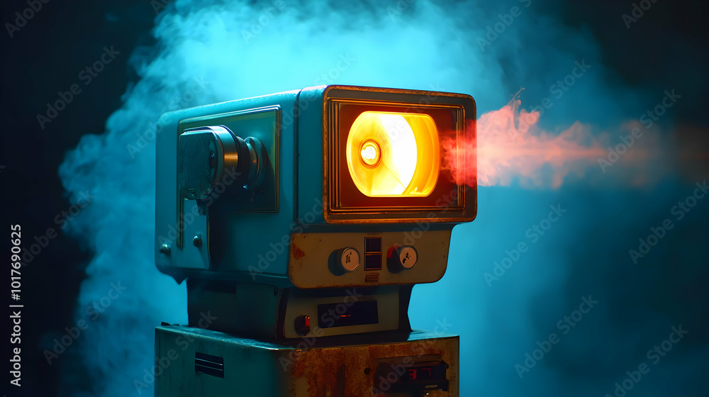 Naklejka premium Vintage Projector With Smoke.
