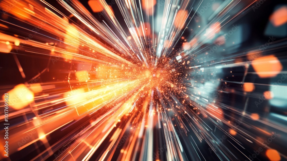 Abstract Burst of Light and Motion with Glittering Particles Abstract Burst of Light and Motion with Glittering Particles