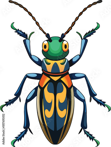 longhorn beetle insect vector artwork