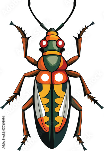 longhorn beetle insect vector artwork