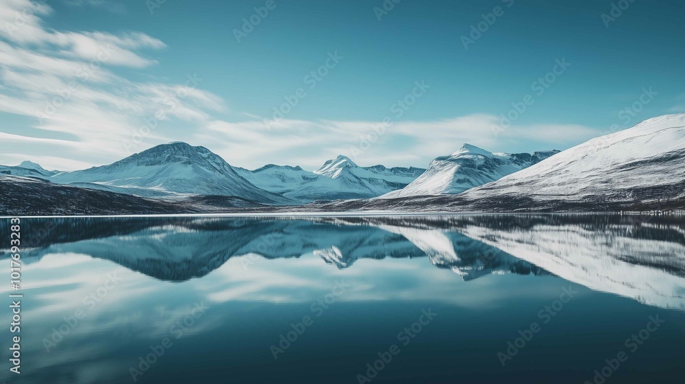 Beautifully Calm Lake, Reflecting Majestic Snowy Mountains. Winter Background.
Beautifully Calm Lake, Reflecting Majestic Snowy Mountains. Winter Background.
