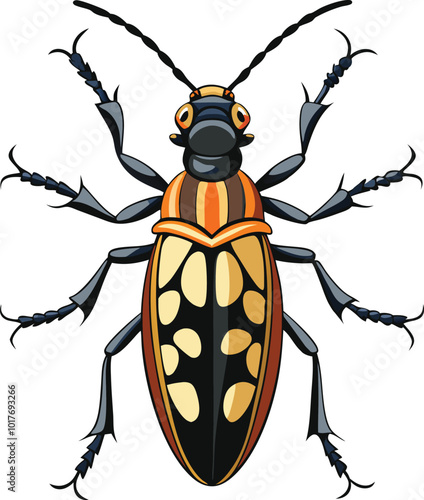 longhorn beetle insect vector artwork
