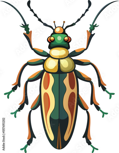 longhorn beetle insect vector artwork