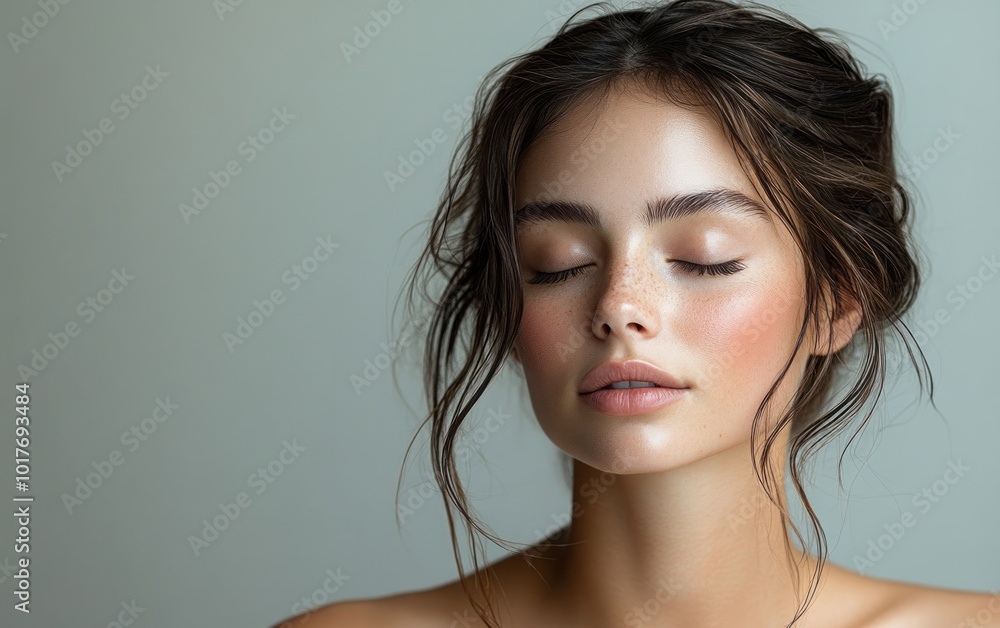 Close-up Portrait of a Woman with Closed Eyes Close-up Portrait of a Woman with Closed Eyes