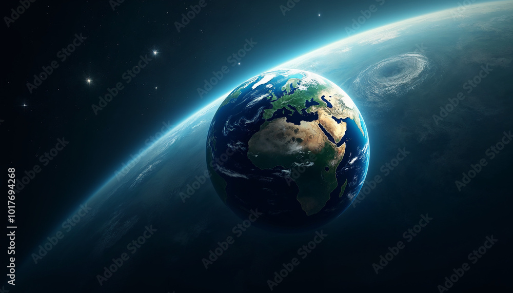 Fototapeta premium Earths Beauty Illuminated from Space Generative Ai