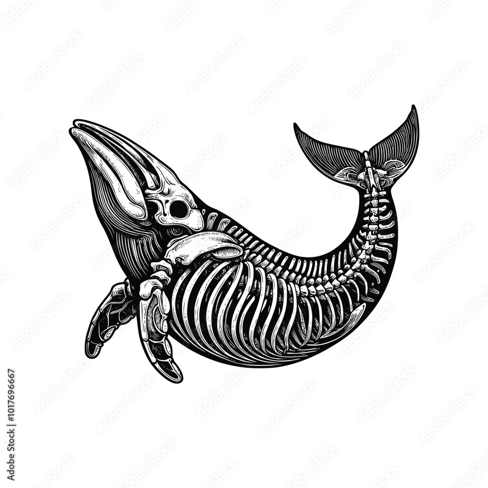 Detailed hand drawn vector illustration of a lizard skeleton in black and white Detailed hand drawn vector illustration of a lizard skeleton in black and white