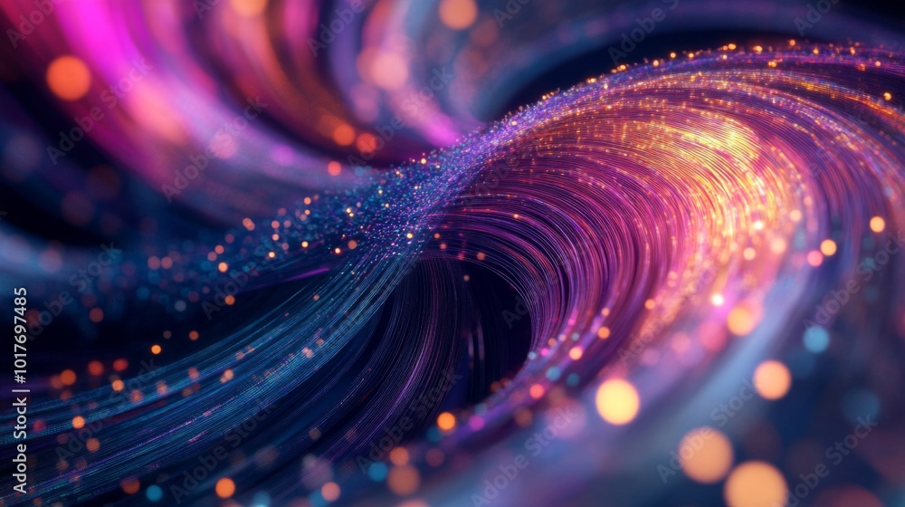 Abstract Swirling Lines of Light and Glitter