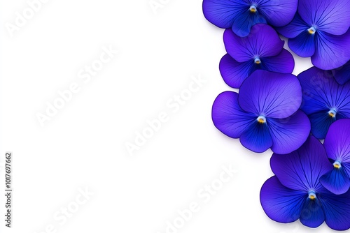 Wallpaper Mural Close up of purple flowers. The flowers are in a row and are purple in color. The background is white. modern minimalistic design for a E-Ecommerce buisness. violet flowers and a white background Torontodigital.ca