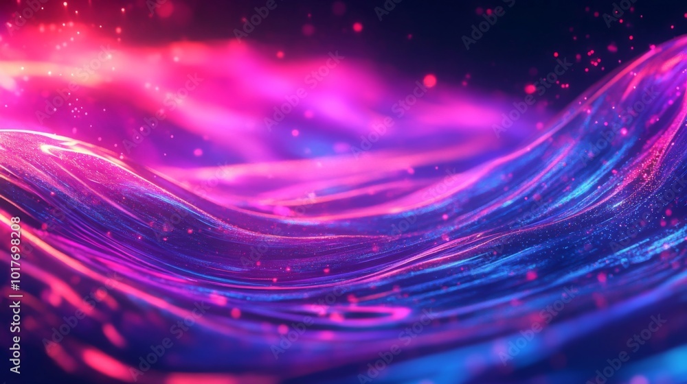 Obraz premium Abstract Neon Wave with Sparkling Particles