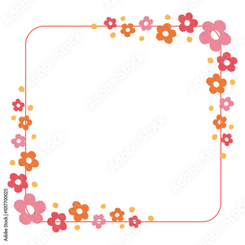 Floral pattern of cherry blossoms. Decorative frame. Vector background illustration.