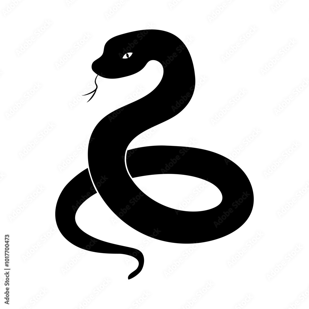 Black silhouette of a snake on a white background, hand drawn. Symbol of 2025. Vector illustration. Black silhouette of a snake on a white background, hand drawn. Symbol of 2025. Vector illustration.