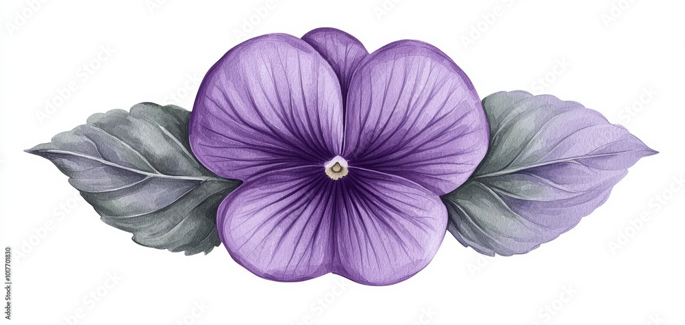 Obraz premium Beautiful violet flower with delicate leaves, perfect for decorative designs.